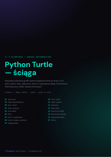 Okładka ściągi Python Turtle — T-Olimpians